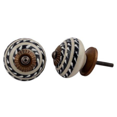 Black Striped Ceramic Knob
